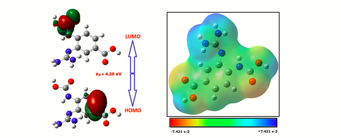 Computational analysis and molecular docking study of 4-(carboxyamino)-3-guanidino-benzoic acid 